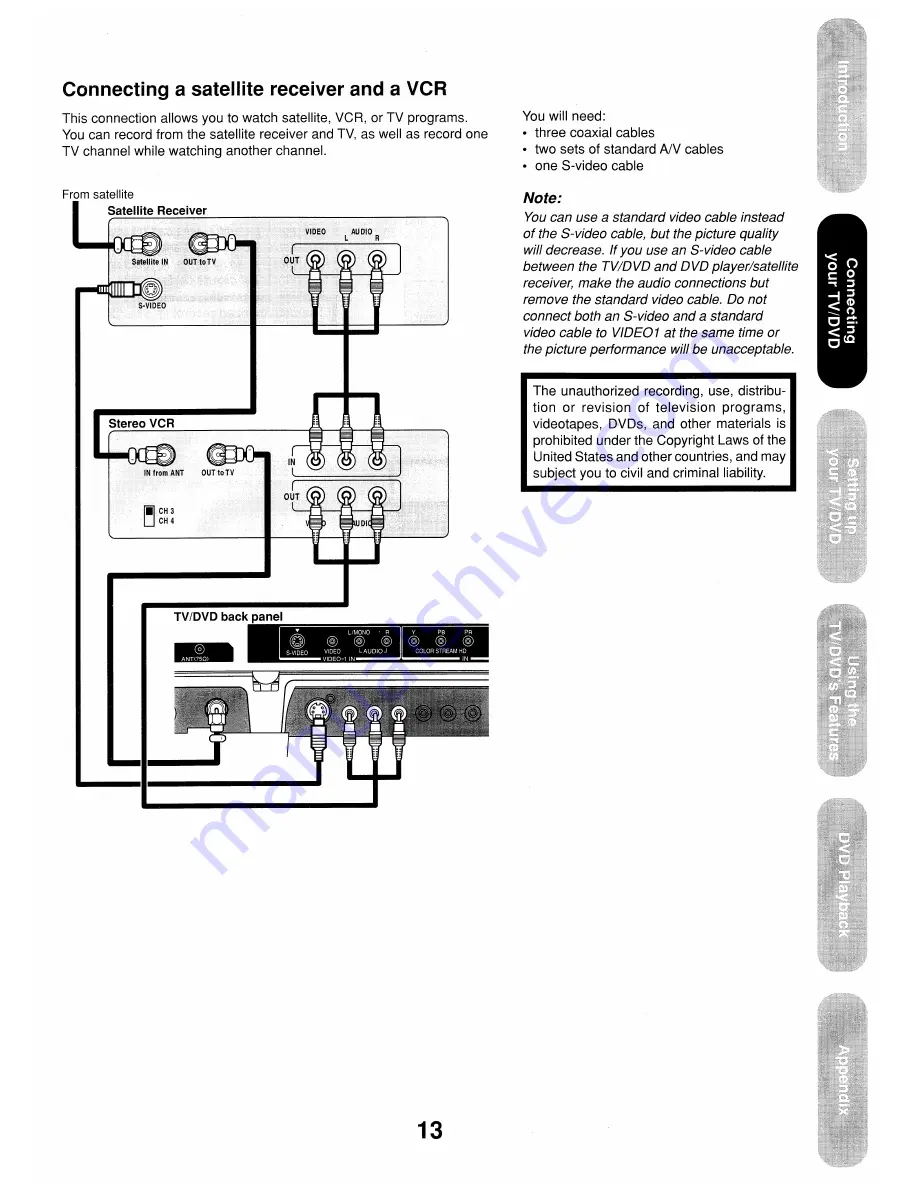 Toshiba 17HLV85 Owner'S Manual Download Page 13