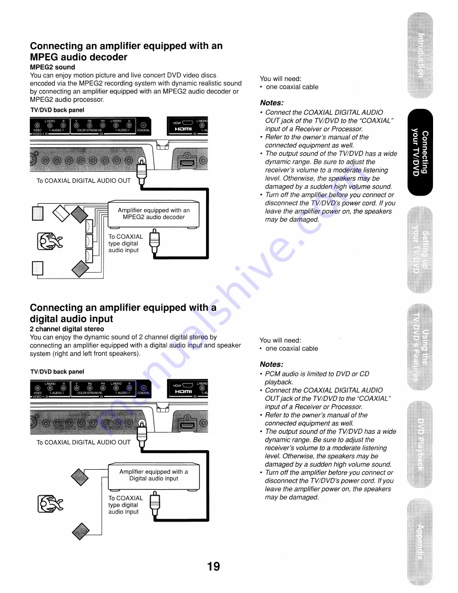 Toshiba 17HLV85 Owner'S Manual Download Page 19