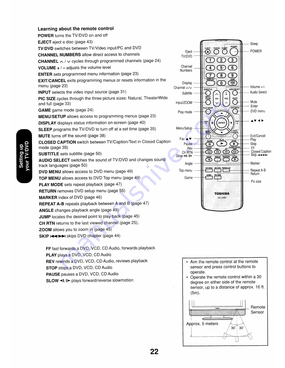 Toshiba 17HLV85 Скачать руководство пользователя страница 22