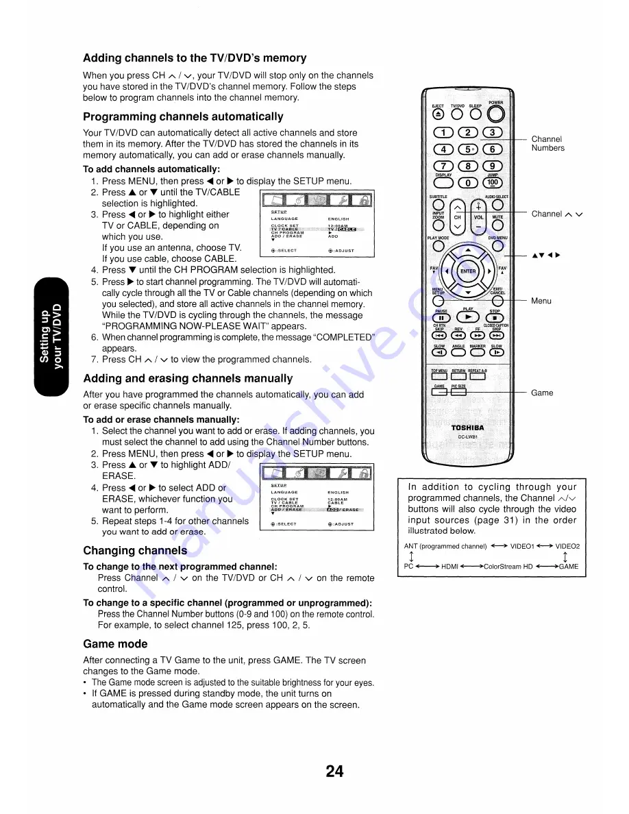 Toshiba 17HLV85 Owner'S Manual Download Page 24