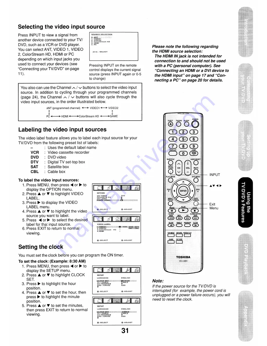 Toshiba 17HLV85 Owner'S Manual Download Page 31