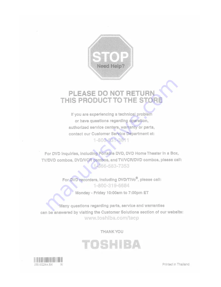 Toshiba 17HLV85 Owner'S Manual Download Page 66