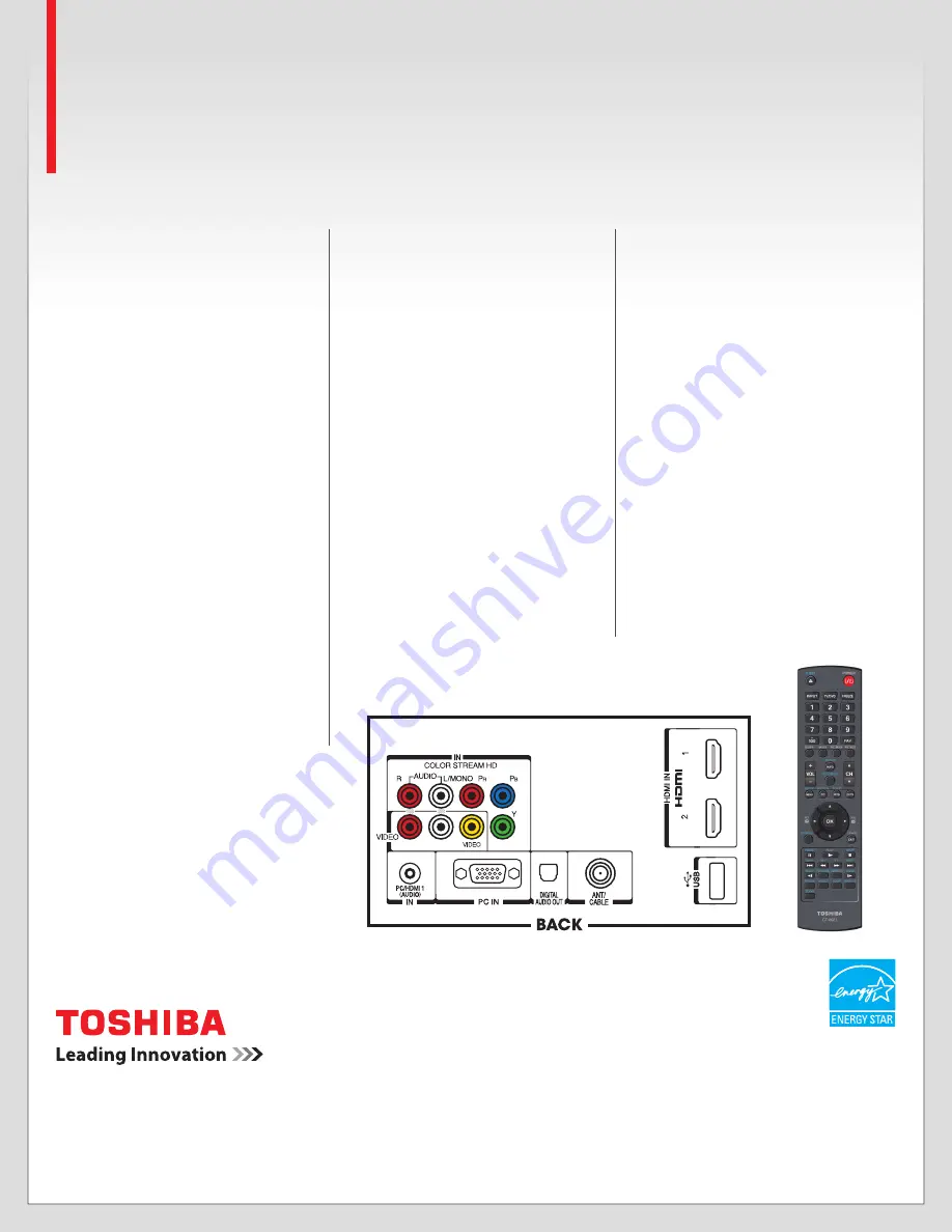 Toshiba 24SLV411U Specifications Download Page 2