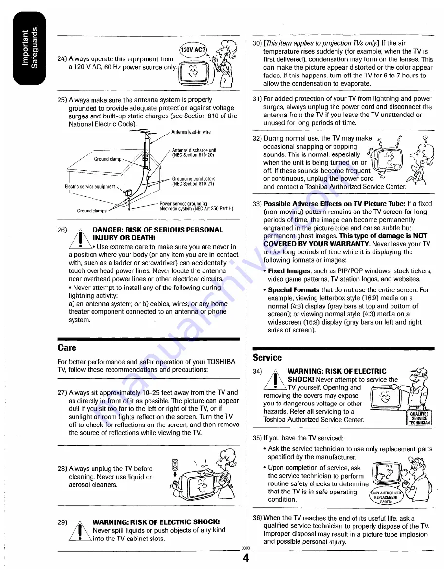 Toshiba 26HF84 Owner'S Manual Download Page 4