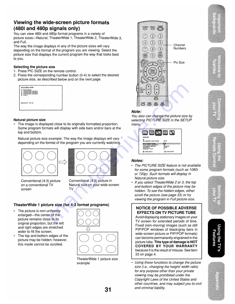 Toshiba 26HF84 Owner'S Manual Download Page 31