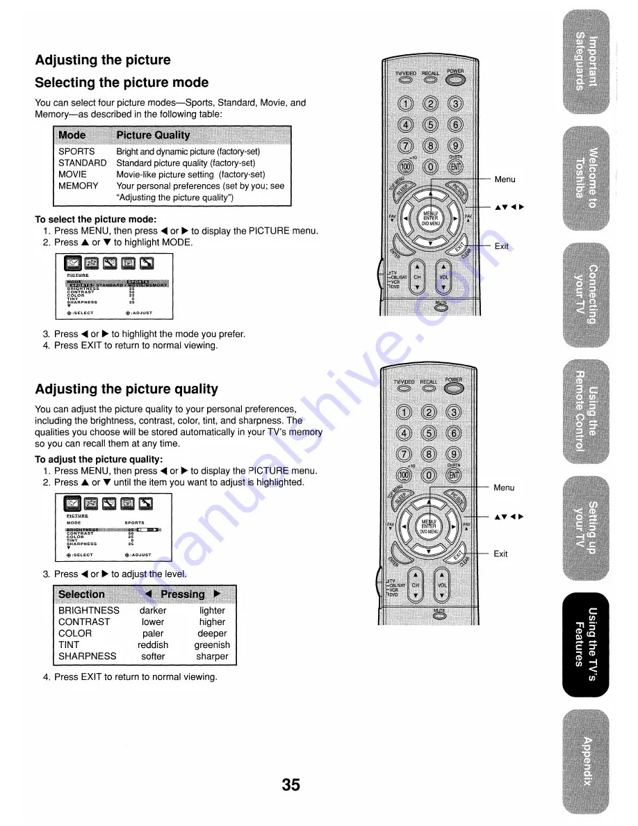 Toshiba 26HF84 Owner'S Manual Download Page 35