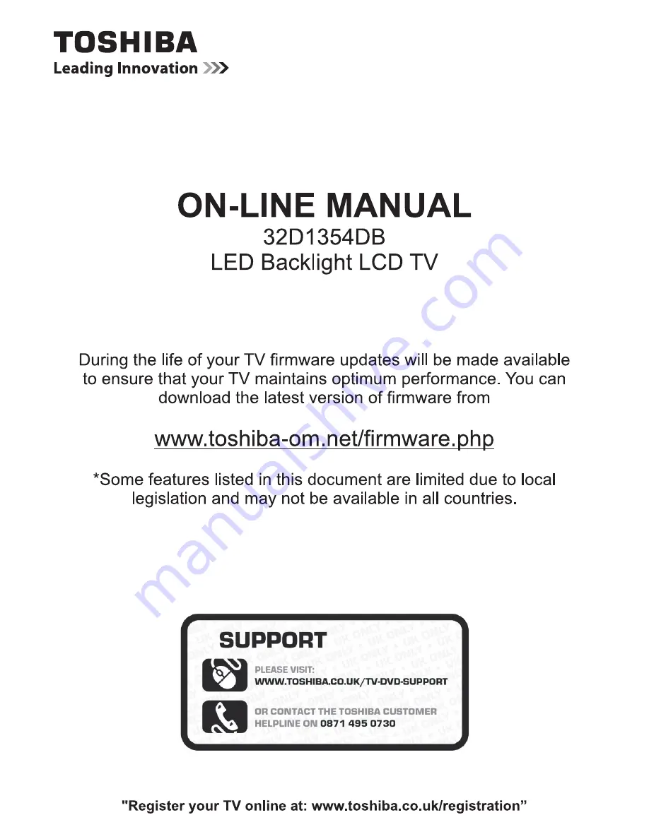 Toshiba 32D1354DB Online Manual Download Page 1