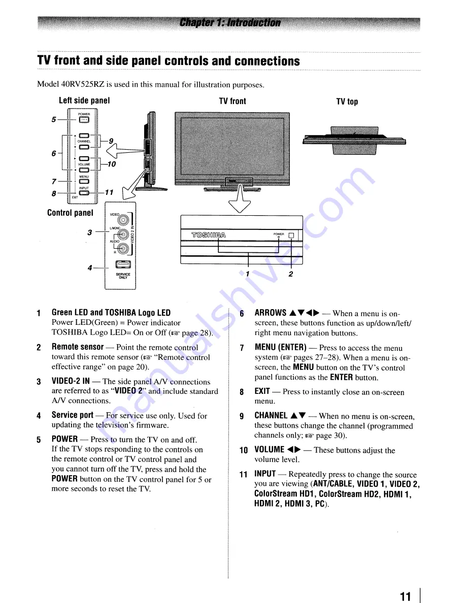 Toshiba 32RV525RZ Owner'S Manual Download Page 11