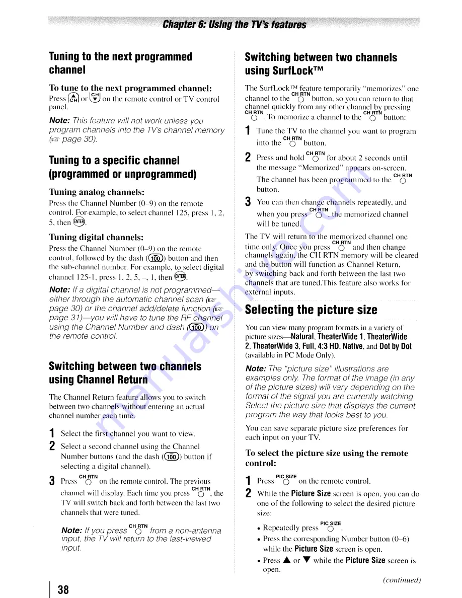 Toshiba 32RV525RZ Owner'S Manual Download Page 38