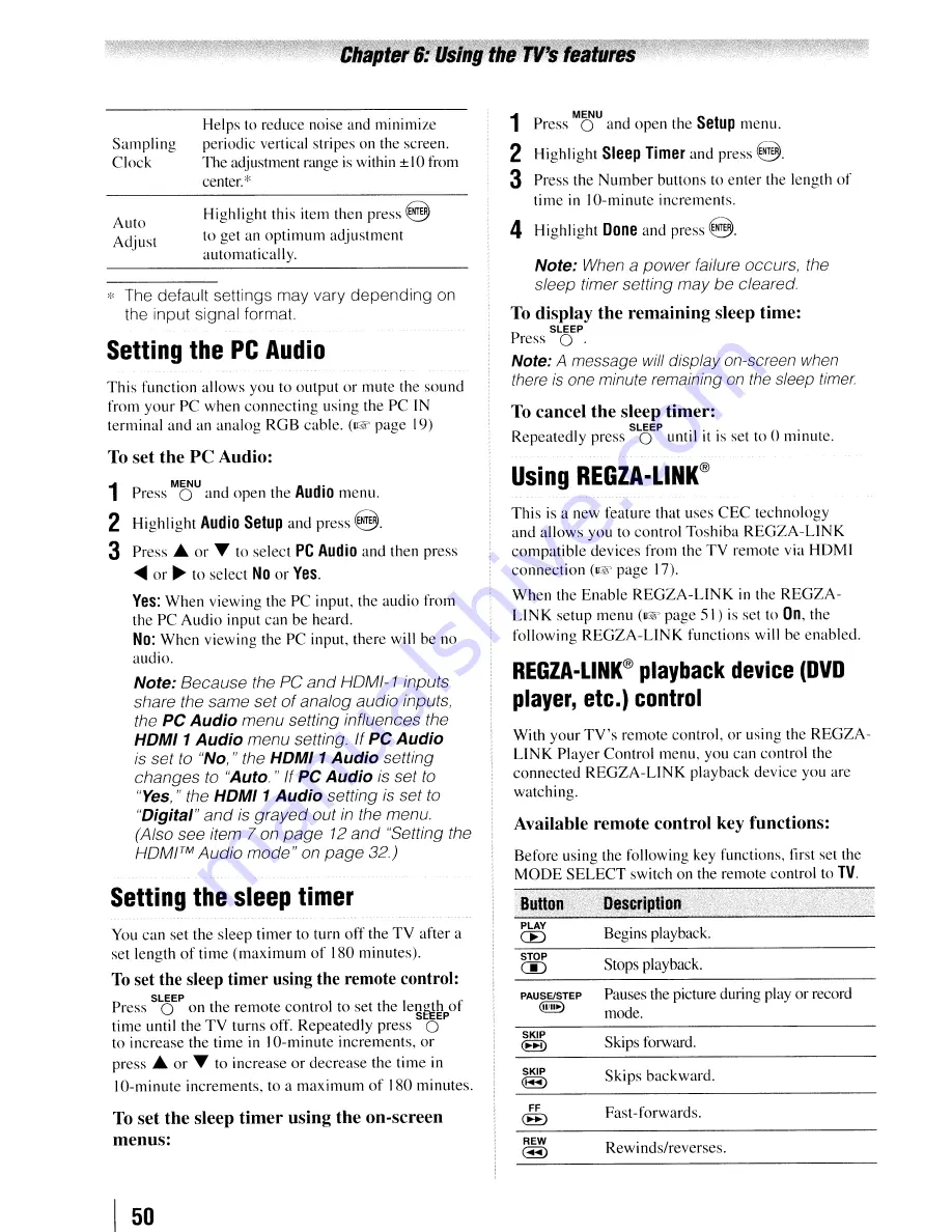 Toshiba 32RV525RZ Owner'S Manual Download Page 50