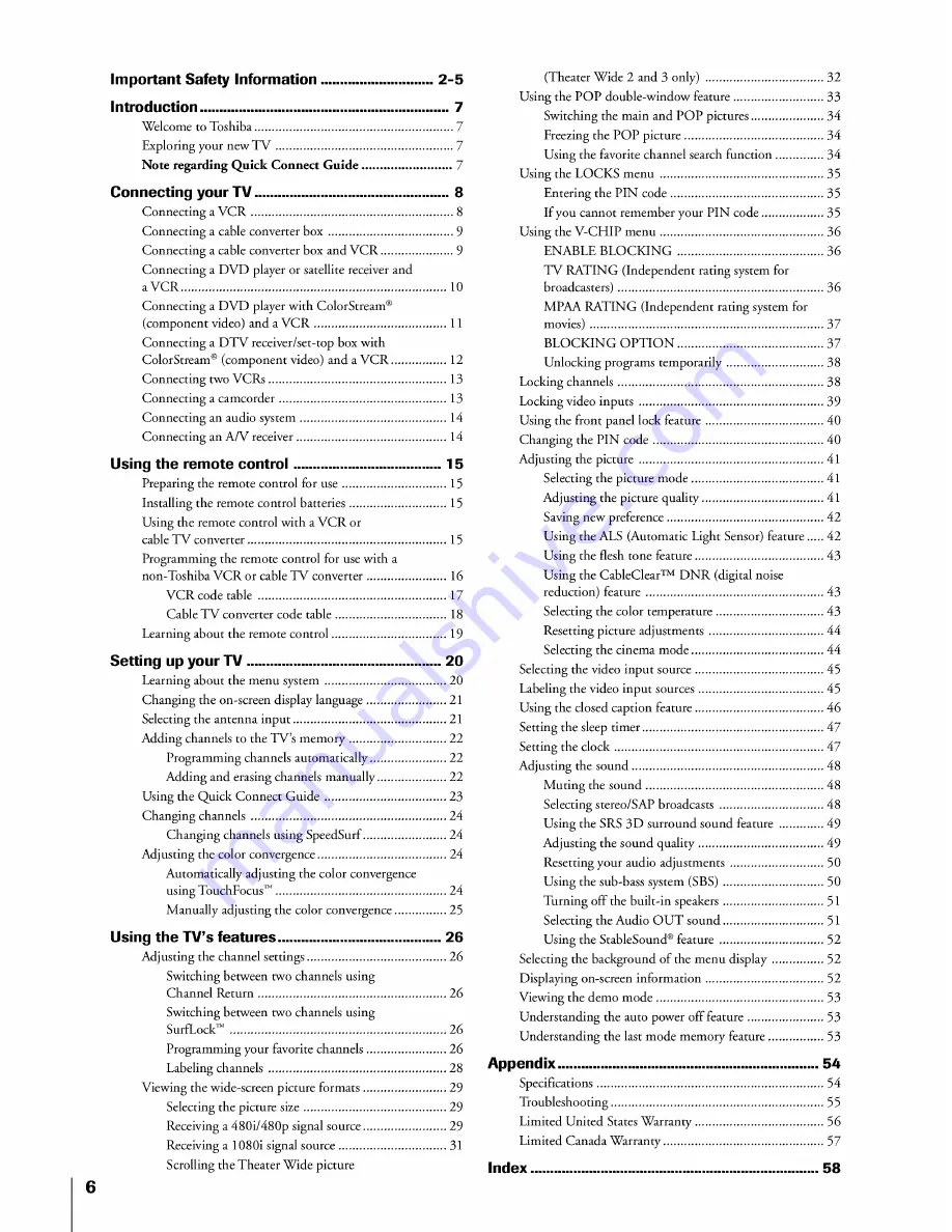 Toshiba 42H82 Owner'S Manual Download Page 10