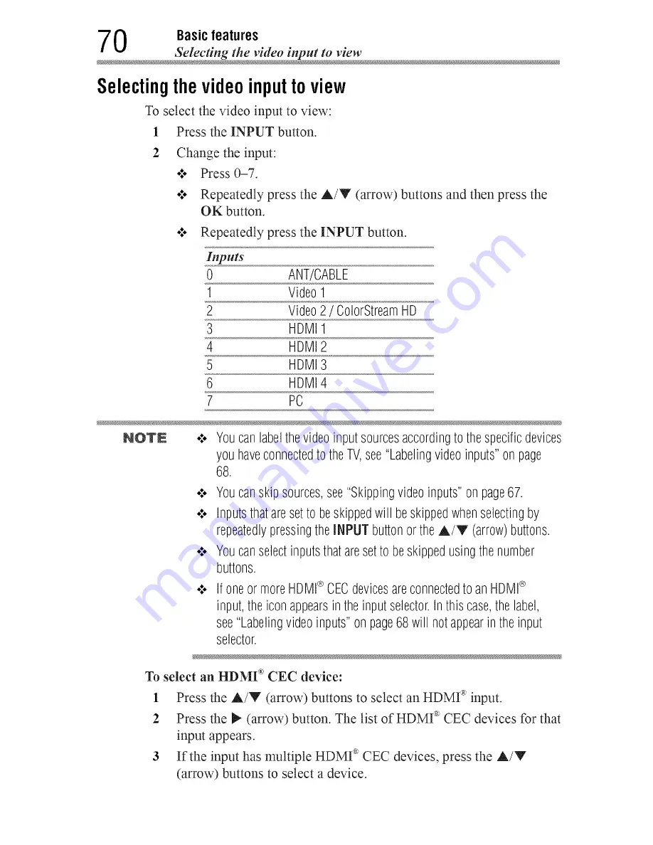 Toshiba 55L7400 User Manual Download Page 70