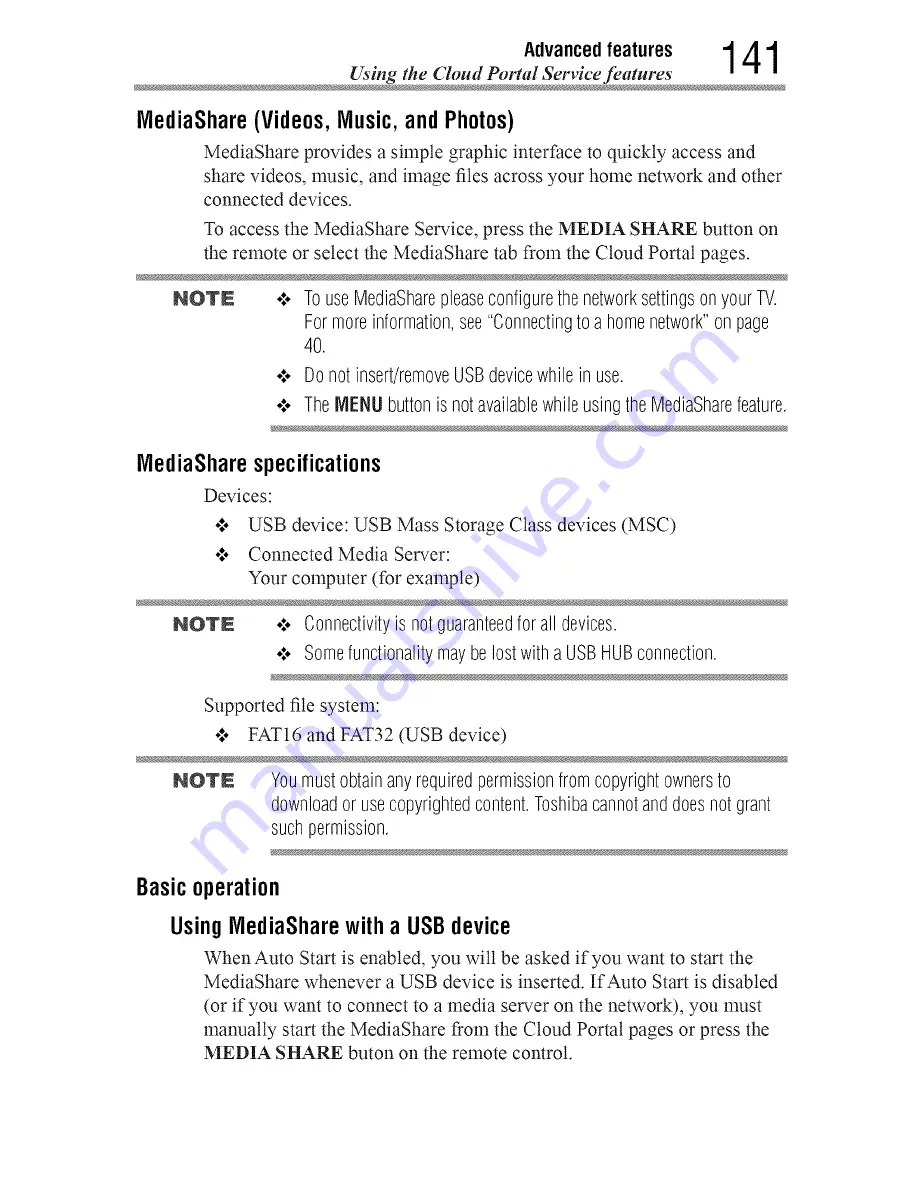 Toshiba 55L7400 User Manual Download Page 141