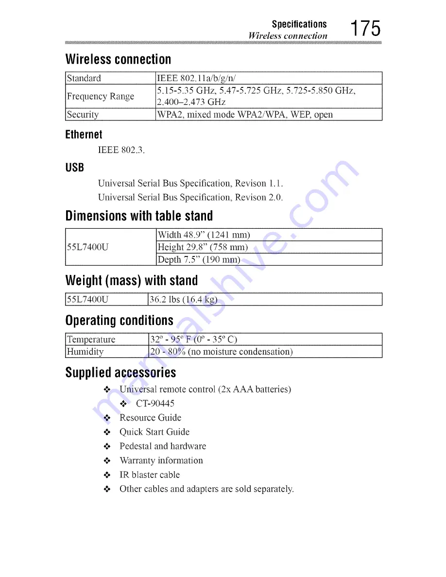 Toshiba 55L7400 User Manual Download Page 175