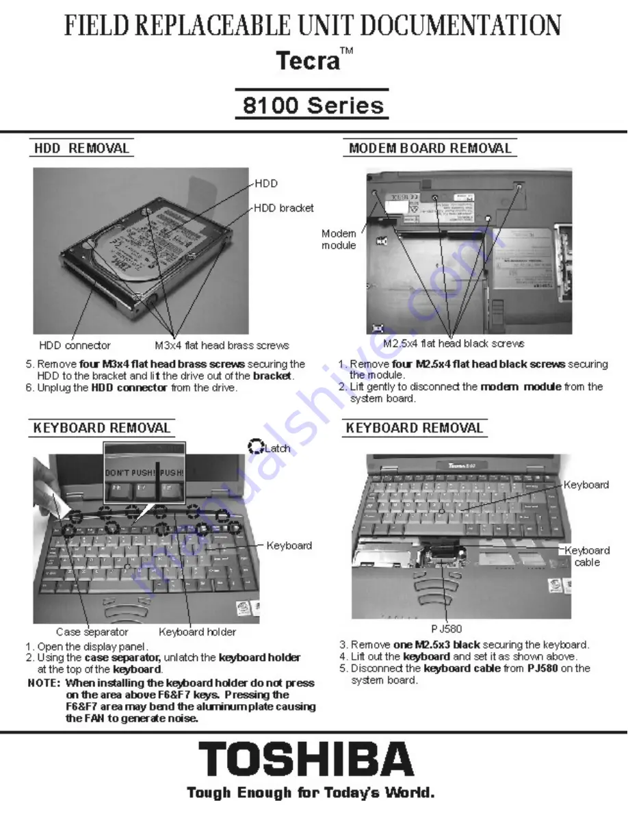 Toshiba 8100 series Service Manual Download Page 5