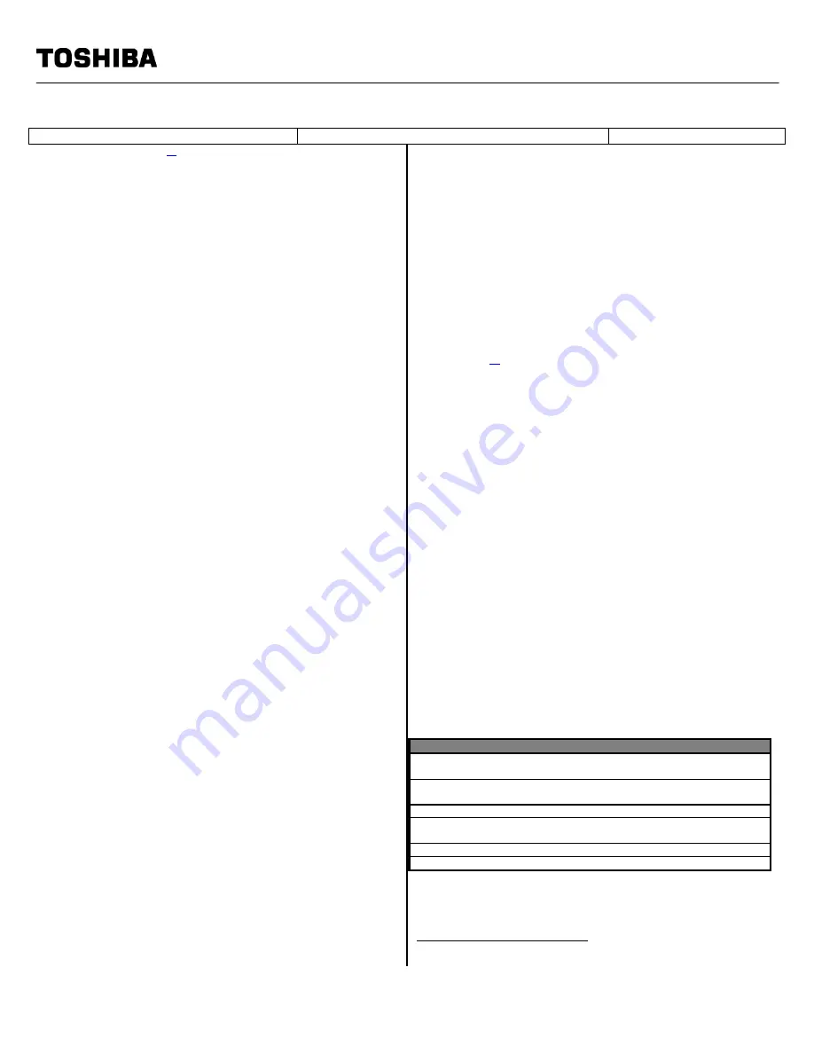 Toshiba A605-P201 Specifications Download Page 1