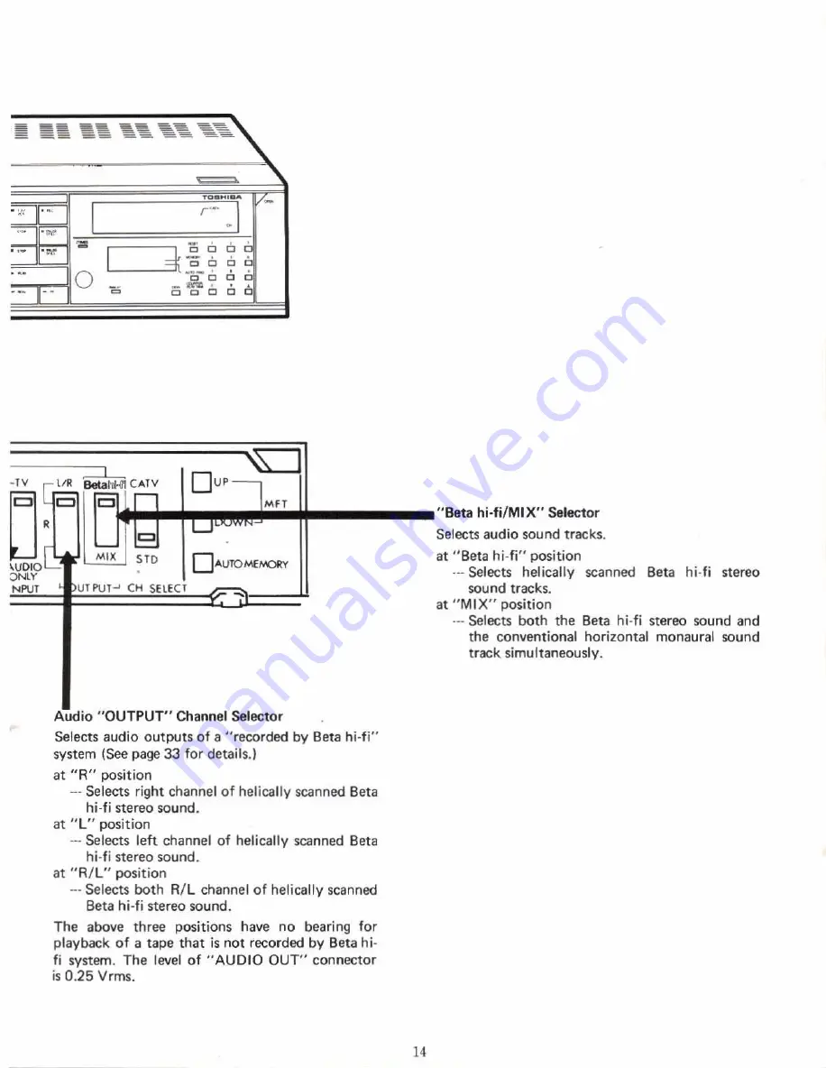 Toshiba Beta hi-fi V-S36 Owner'S Manual Download Page 14