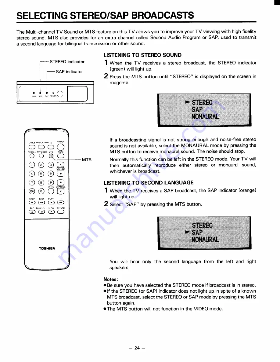 Toshiba CE32C14 Owner'S Manual Download Page 24