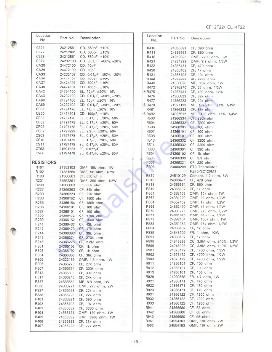 Toshiba CL14F22 Service Manual Download Page 14