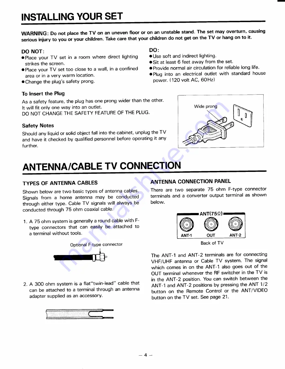 Toshiba CN32C90 Owner'S Manual Download Page 4