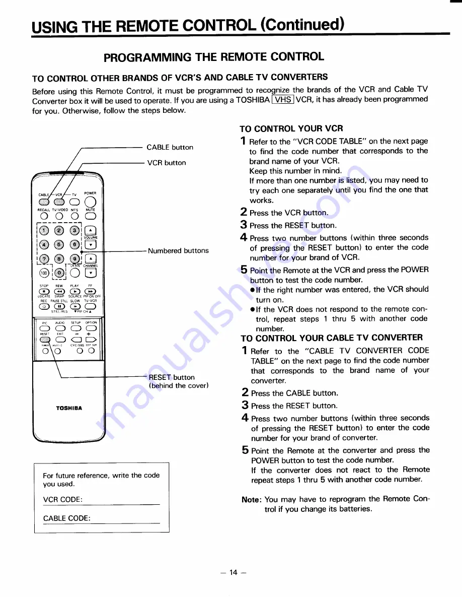 Toshiba CN32C90 Owner'S Manual Download Page 14