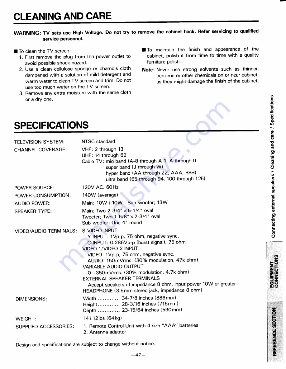 Toshiba CN32C90 Owner'S Manual Download Page 47