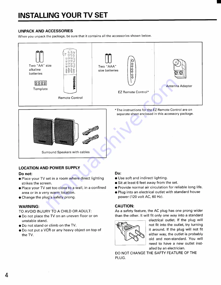 Toshiba CN32D90 Owner'S Manual Download Page 4