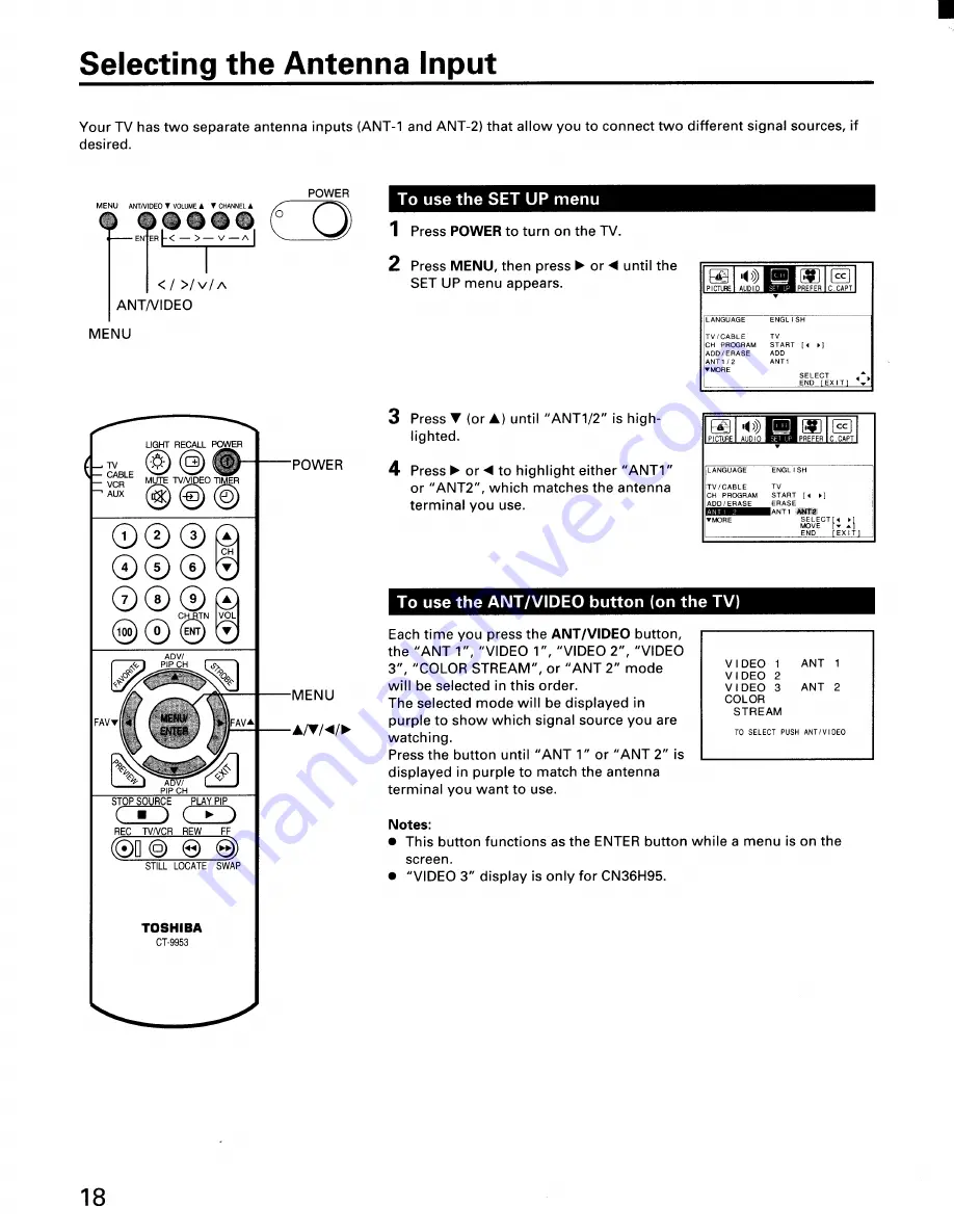 Toshiba CN32H95 Owner'S Manual Download Page 18