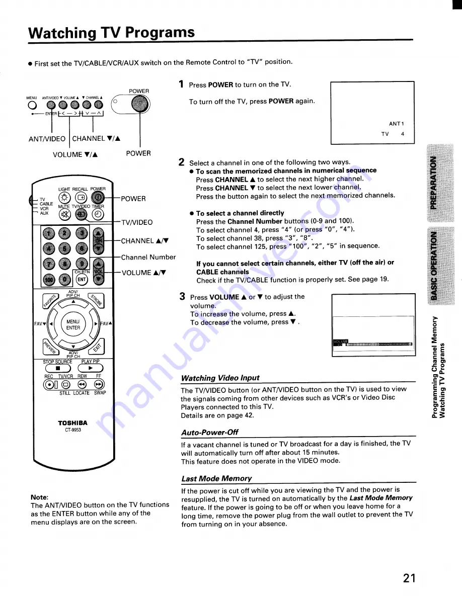 Toshiba CN32H95 Owner'S Manual Download Page 21