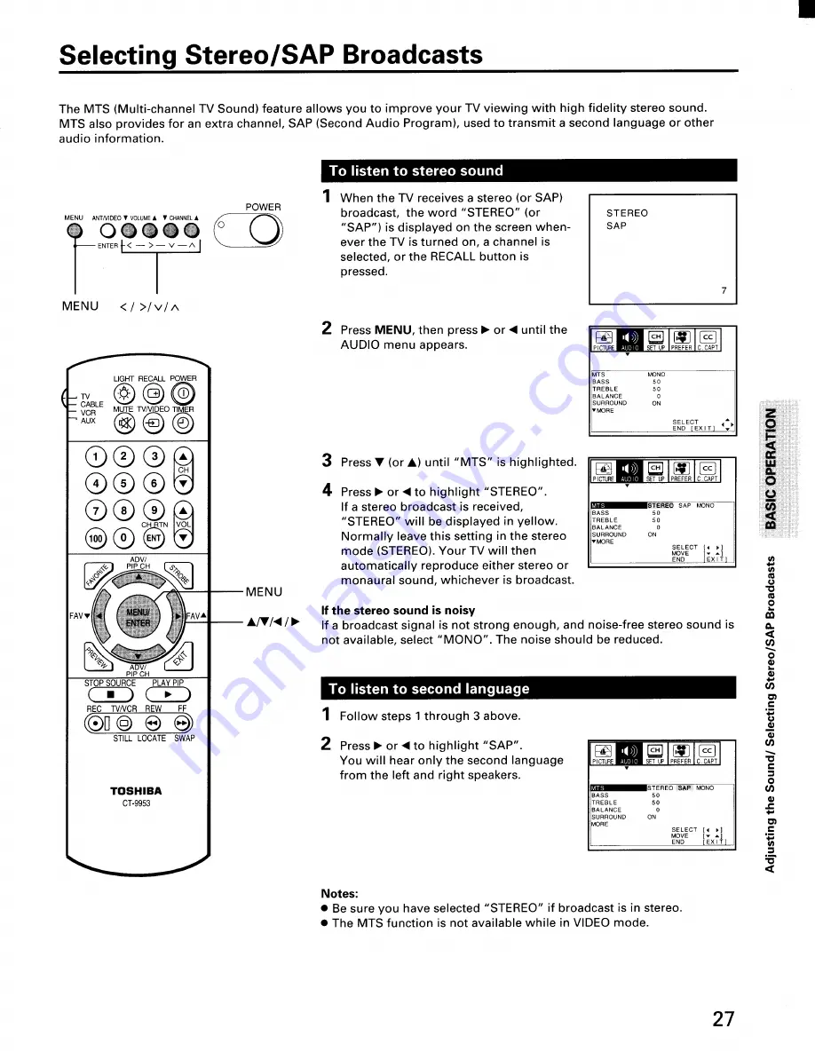 Toshiba CN32H95 Owner'S Manual Download Page 27