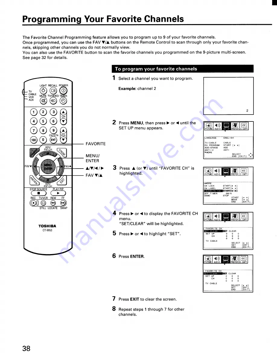 Toshiba CN32H95 Owner'S Manual Download Page 38