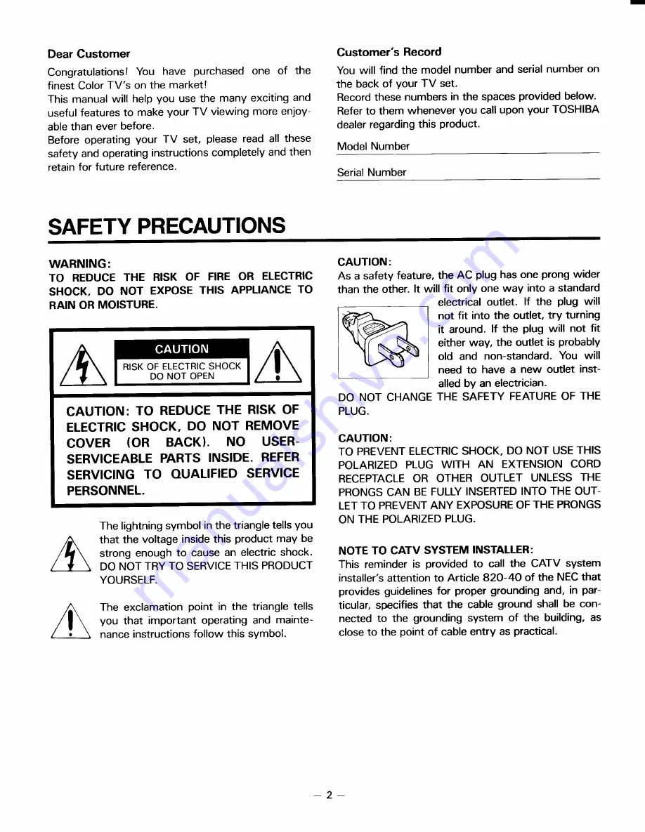 Toshiba CN35C90 Owner'S Manual Download Page 2