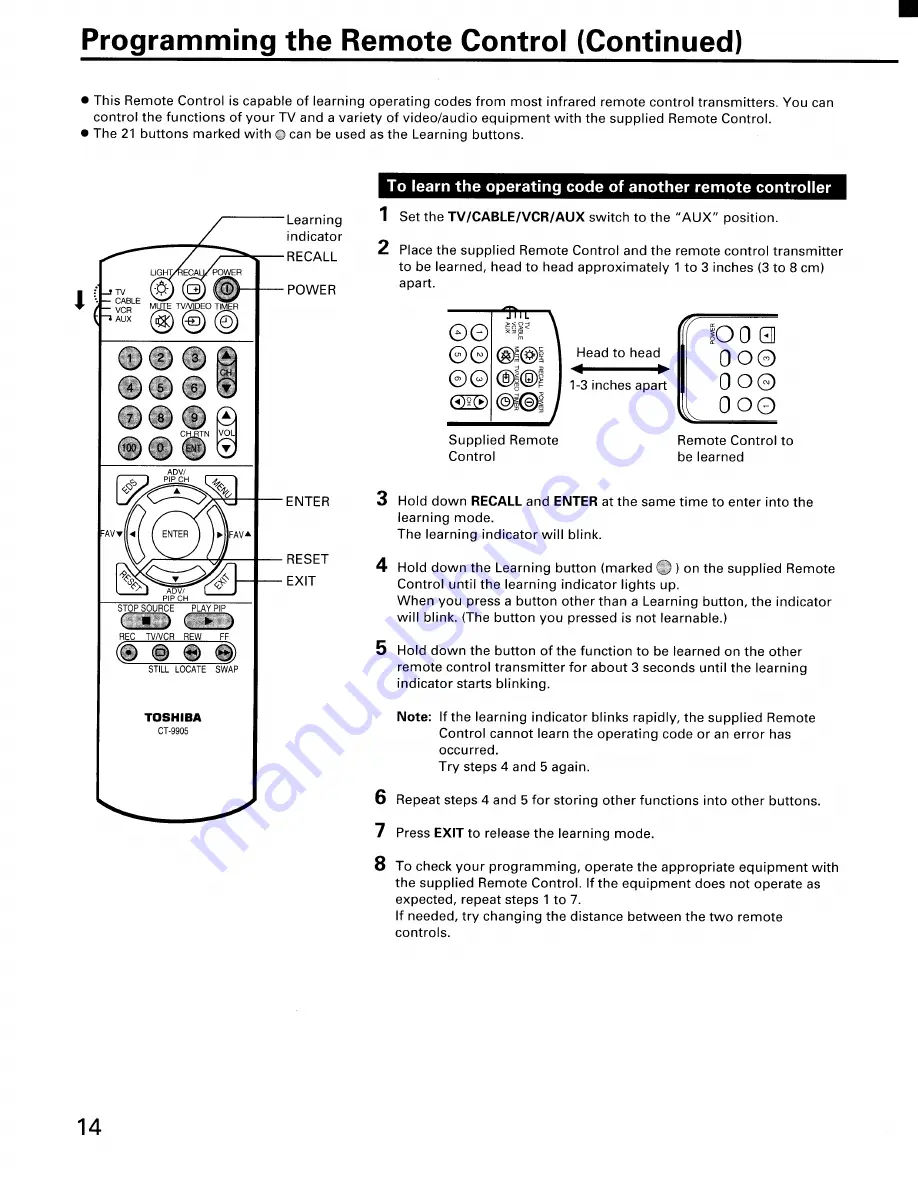 Toshiba ColorStream CN36G97 Скачать руководство пользователя страница 14