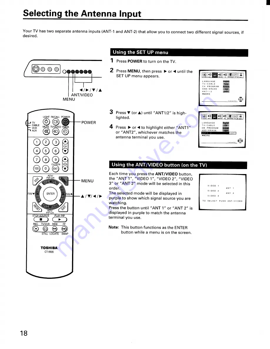 Toshiba ColorStream CN36G97 Owner'S Manual Download Page 18