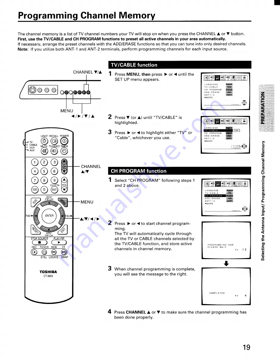 Toshiba ColorStream CN36G97 Owner'S Manual Download Page 19