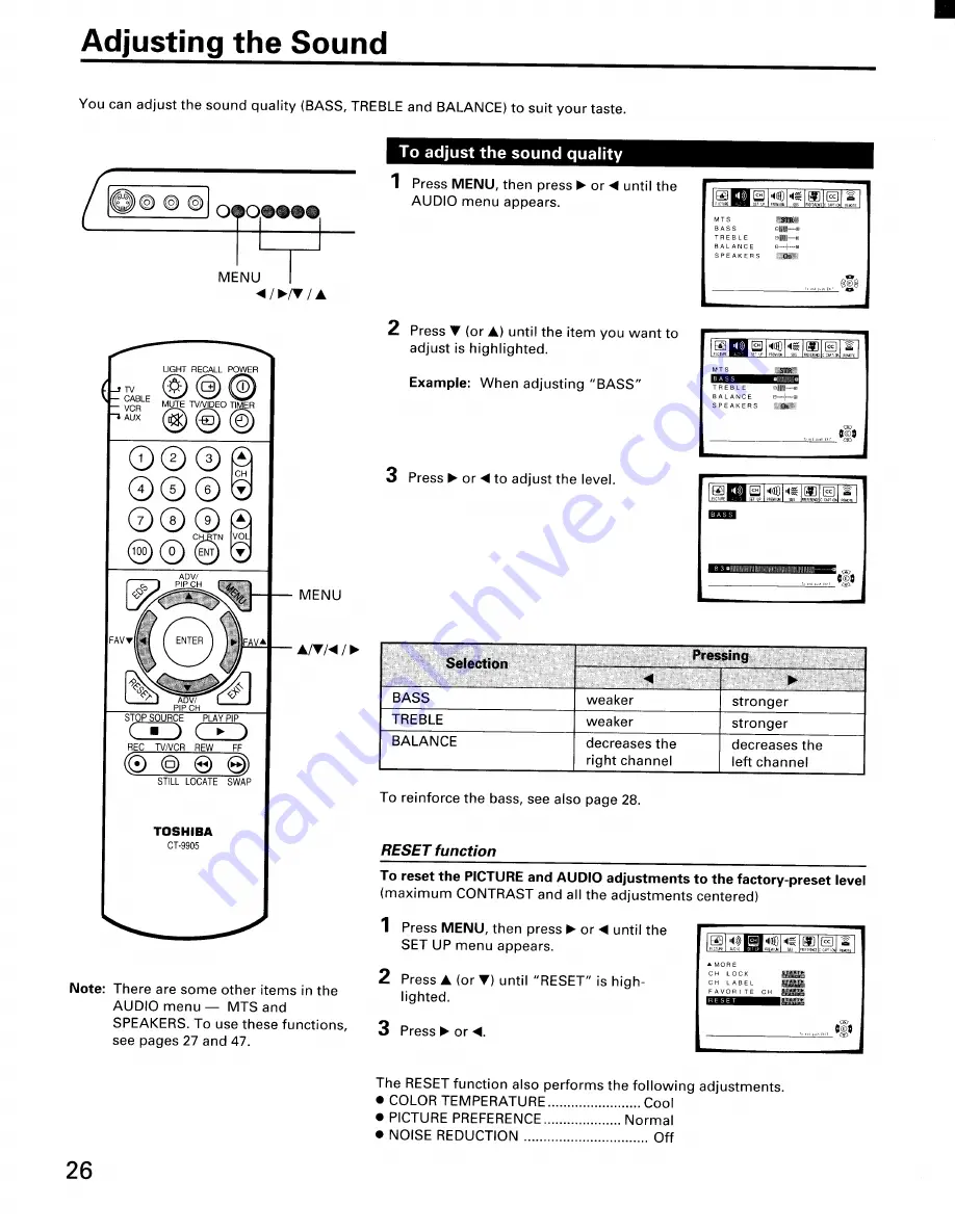 Toshiba ColorStream CN36G97 Owner'S Manual Download Page 26