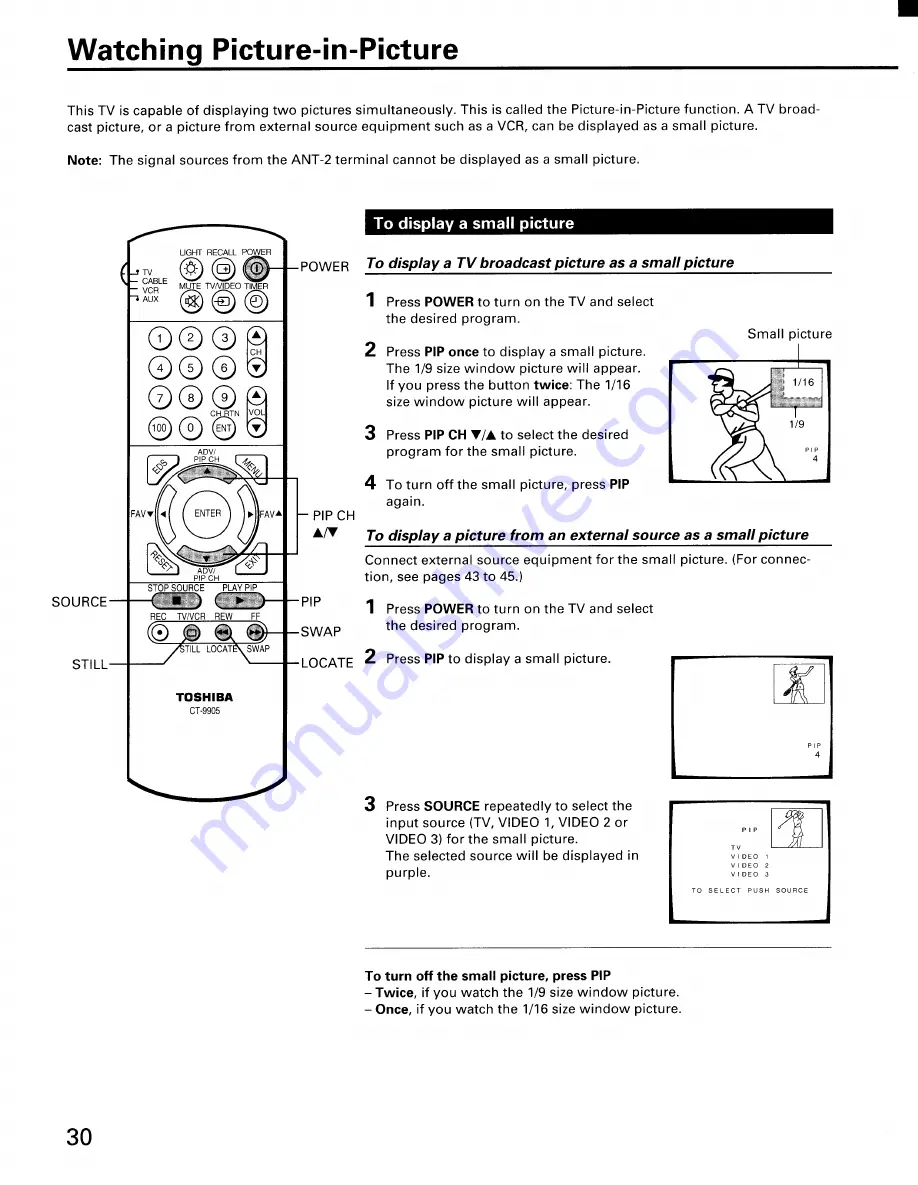 Toshiba ColorStream CN36G97 Owner'S Manual Download Page 30