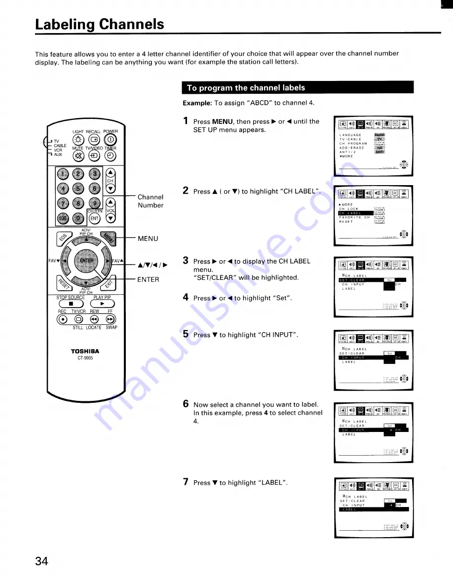 Toshiba ColorStream CN36G97 Скачать руководство пользователя страница 34