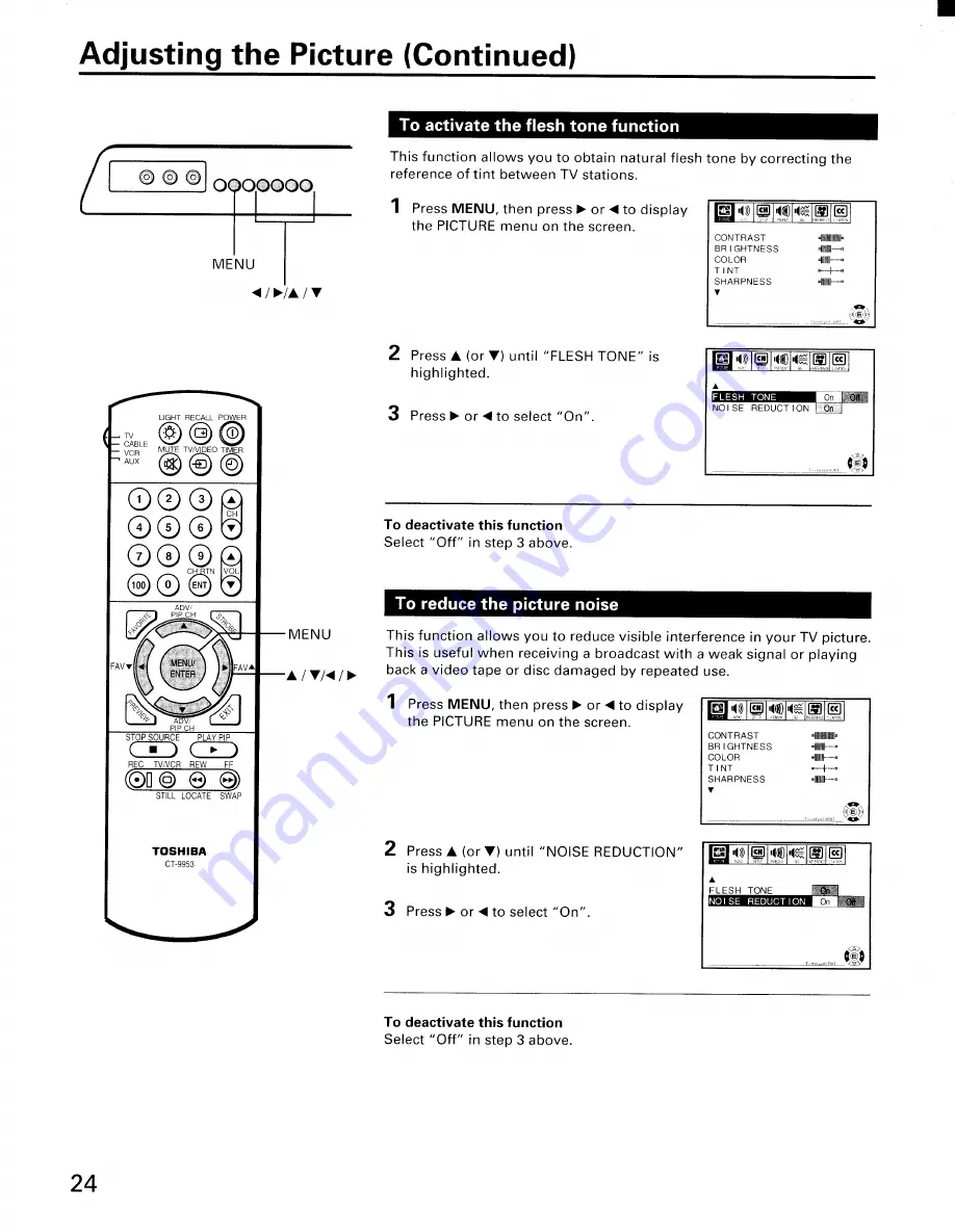 Toshiba ColorStream CN36H97 Скачать руководство пользователя страница 24