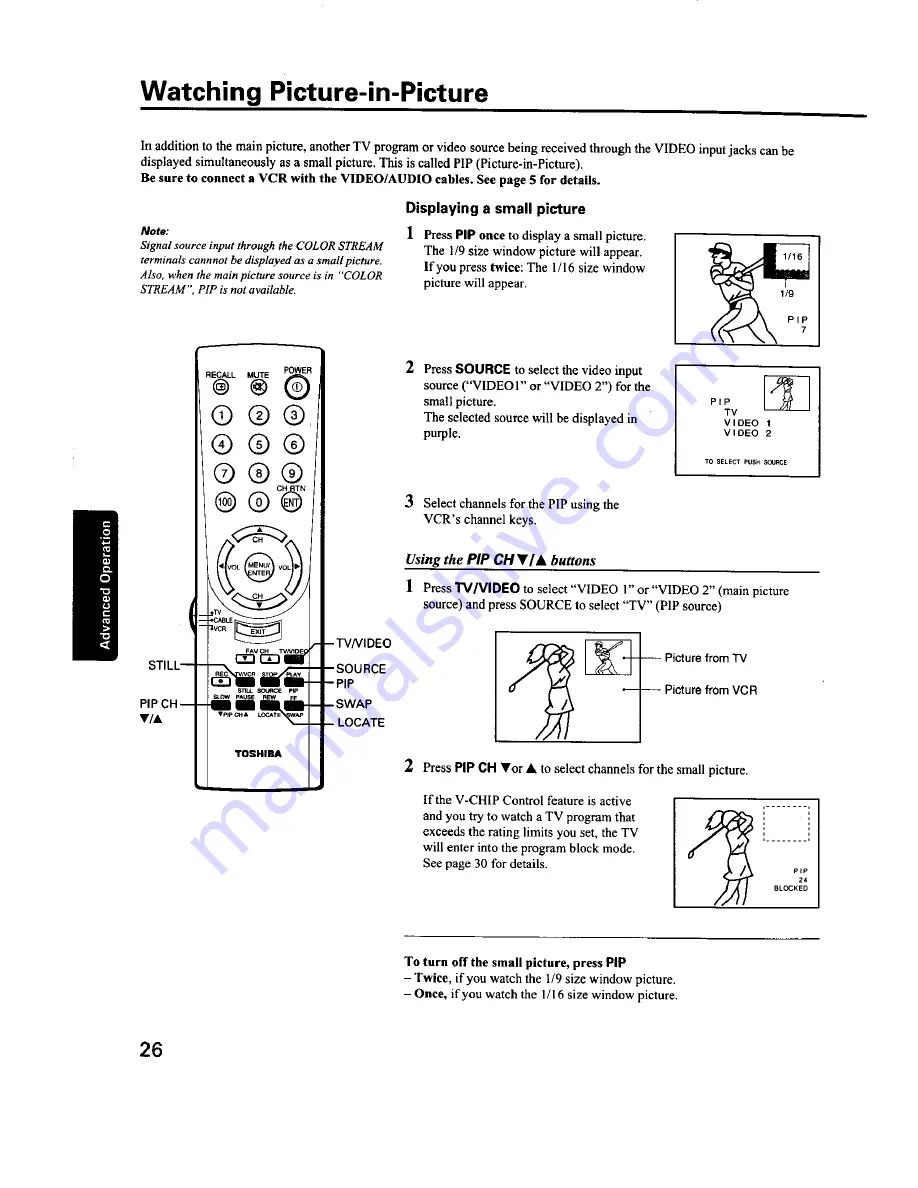 Toshiba ColorStream CZ27V51 Owner'S Manual Download Page 26