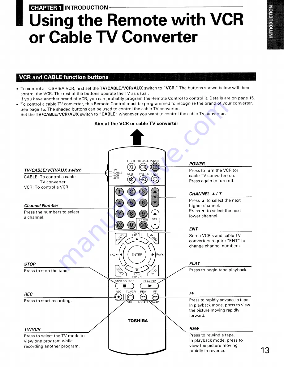 Toshiba ColorStream TP61H95 Скачать руководство пользователя страница 13