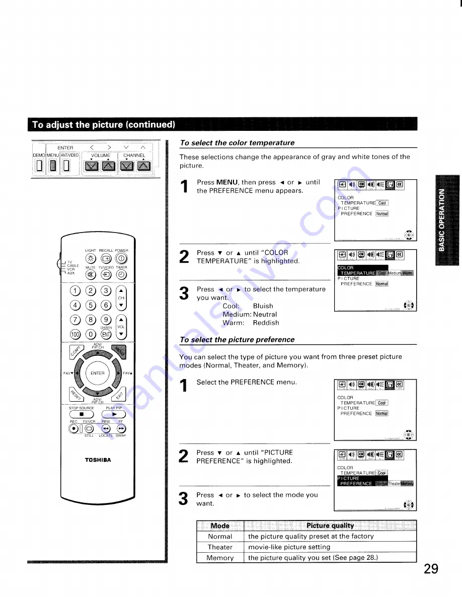 Toshiba ColorStream TP61H95 Скачать руководство пользователя страница 29