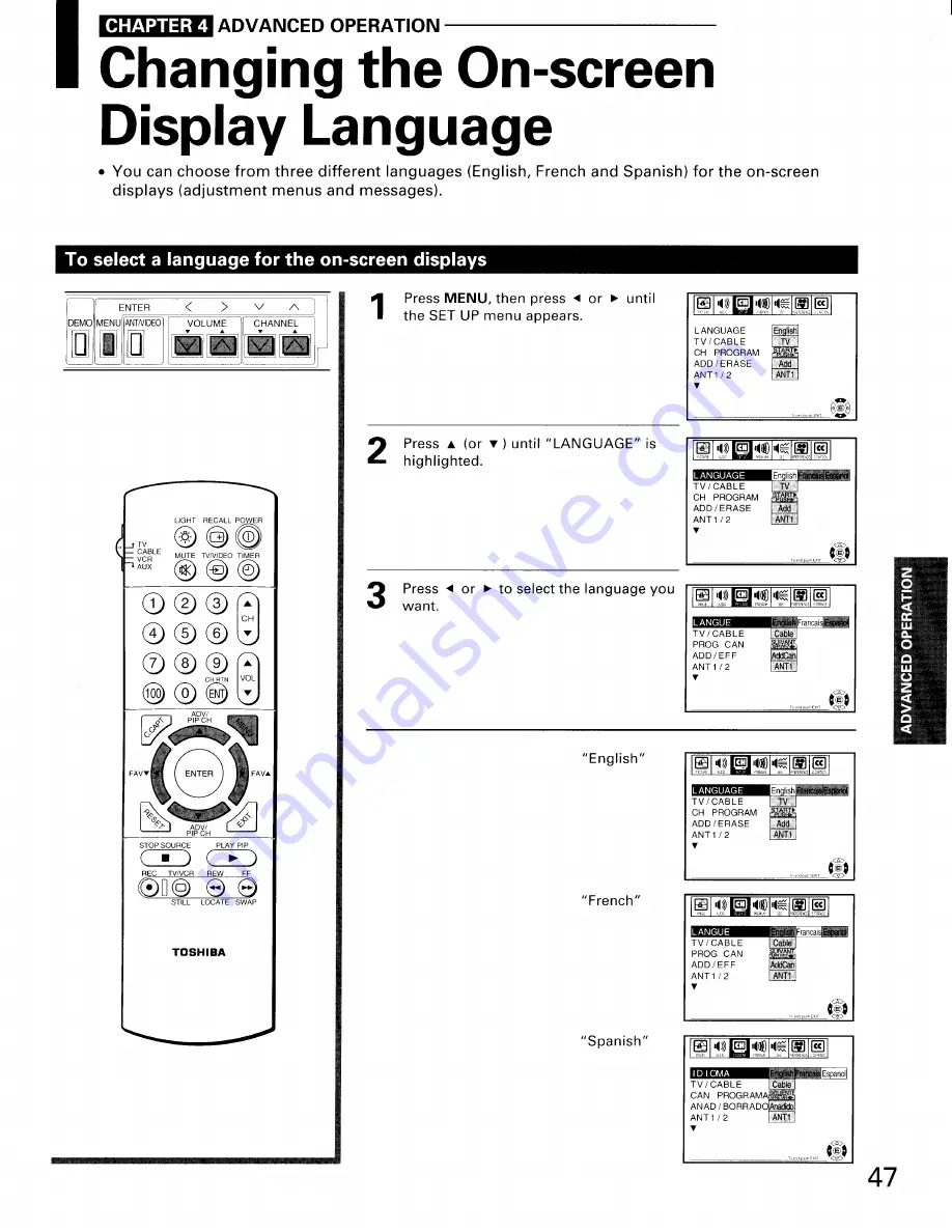 Toshiba ColorStream TP61H95 Скачать руководство пользователя страница 47