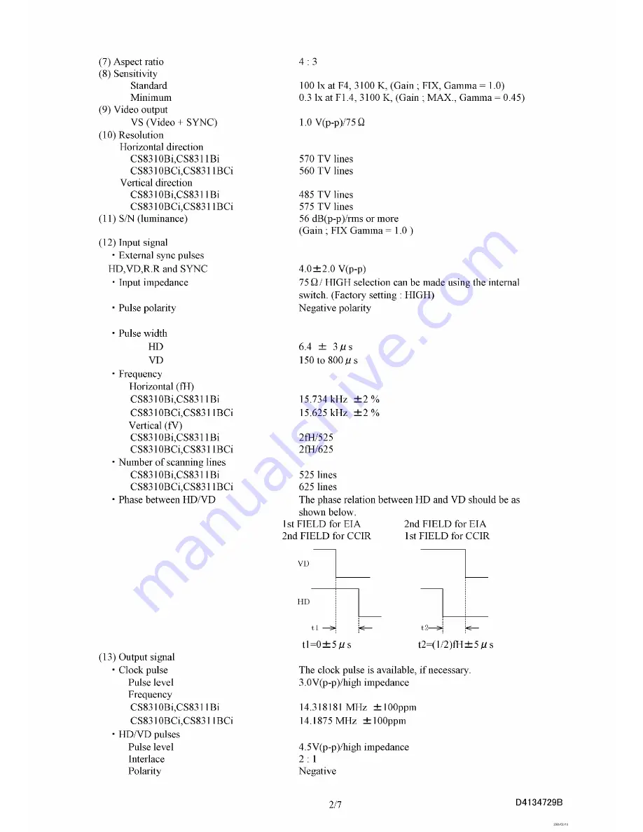 Toshiba CS8310BCi Speci?Cations Download Page 8