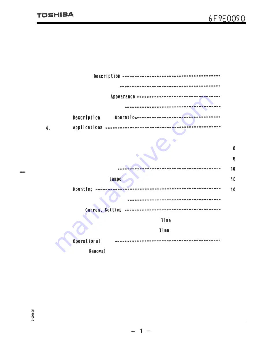 Toshiba Current Relay RC803A-HP1 Instruction Manual Download Page 2