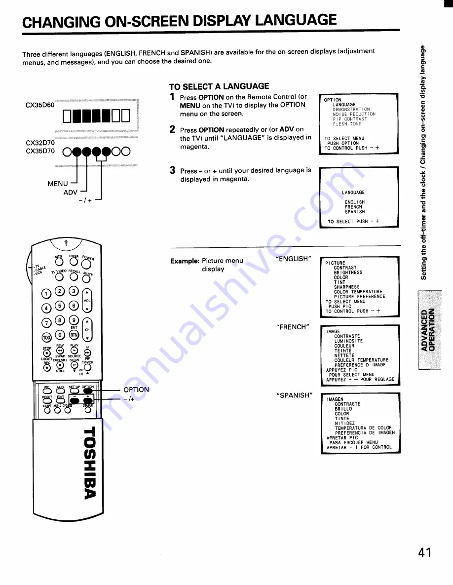 Toshiba CX32D70 Owner'S Manual Download Page 39