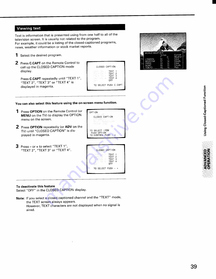 Toshiba CX32E70 Owner'S Manual Download Page 39