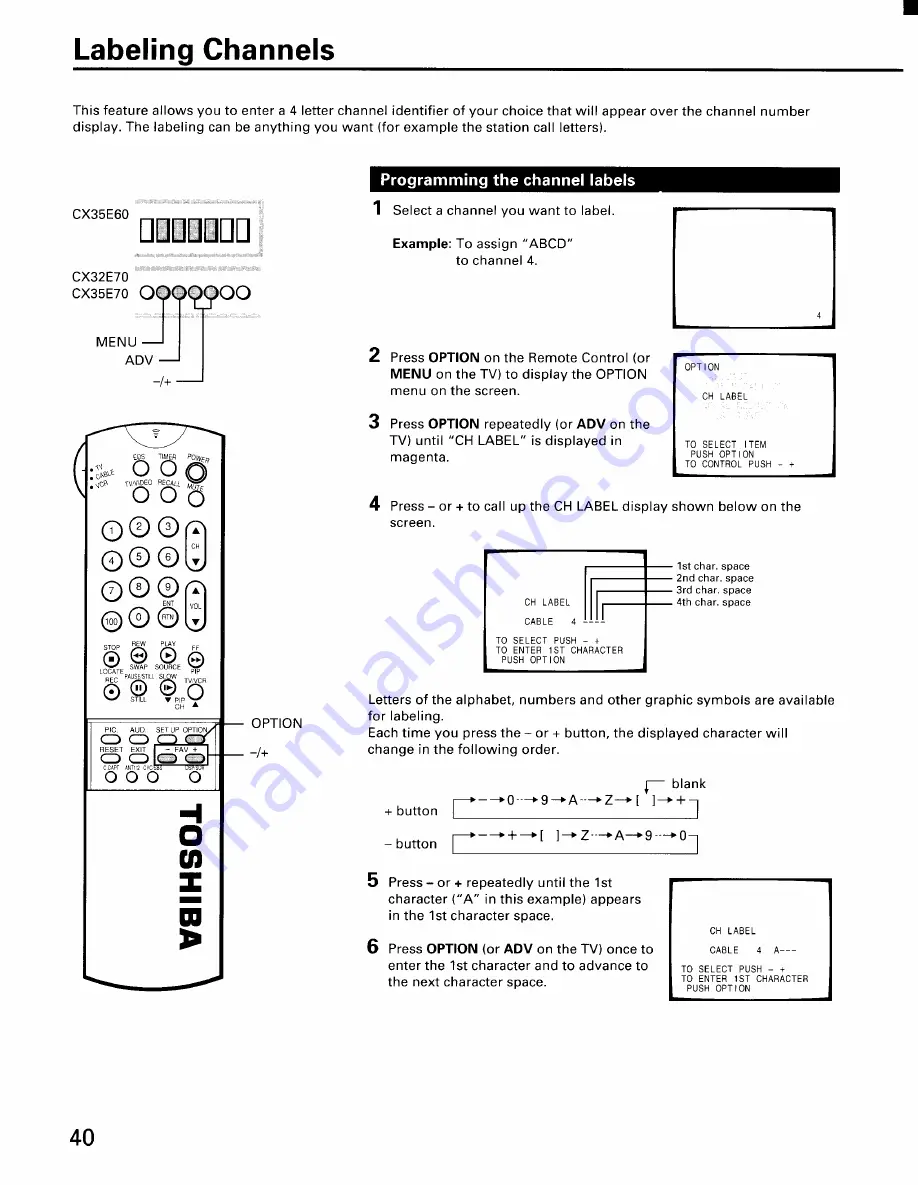 Toshiba CX32E70 Owner'S Manual Download Page 40