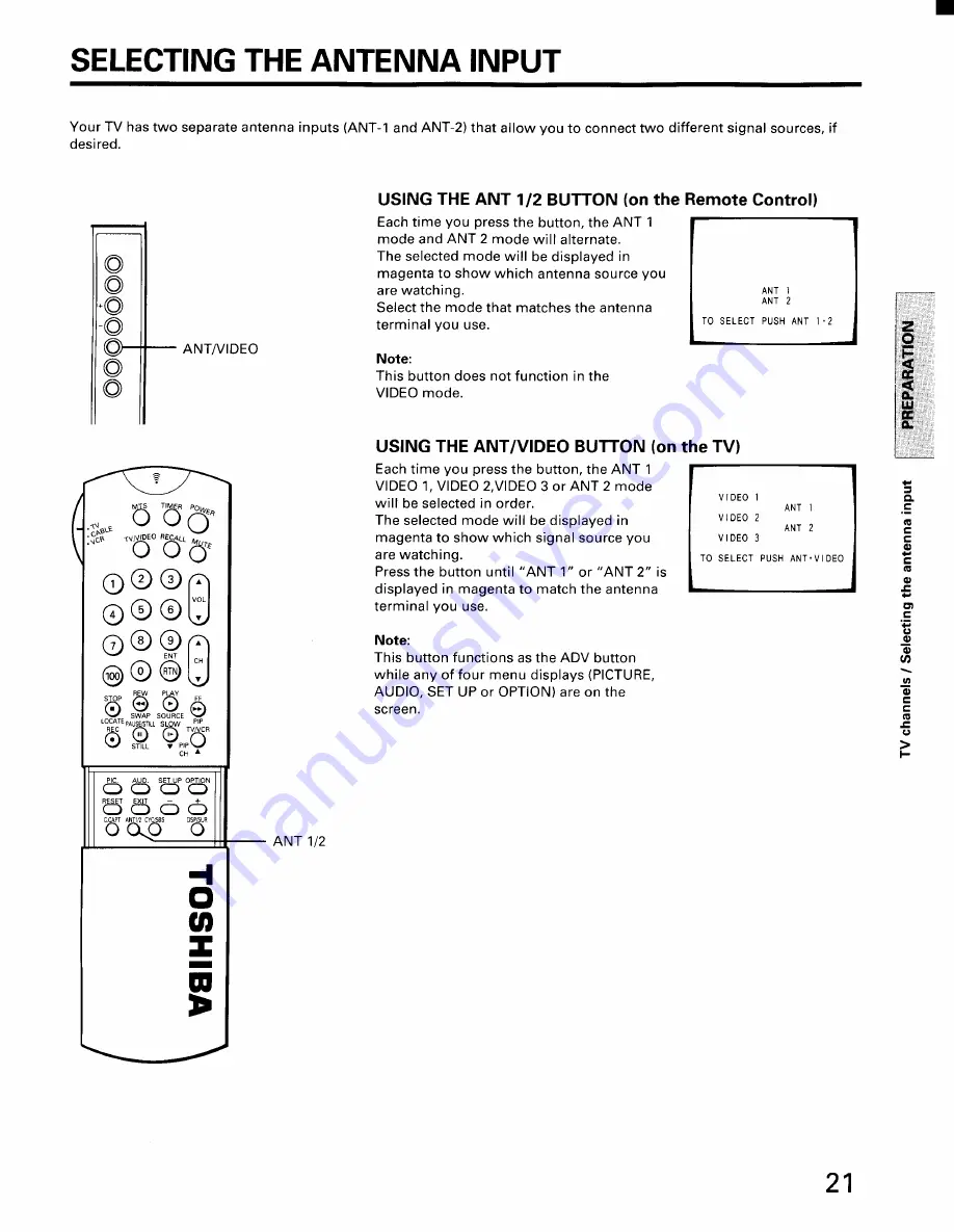 Toshiba CX35D80 Owner'S Manual Download Page 21