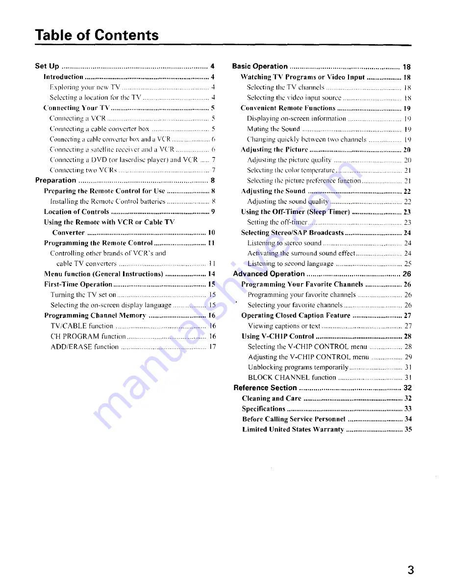 Toshiba CZ 36T31 Owner'S Manual Download Page 3